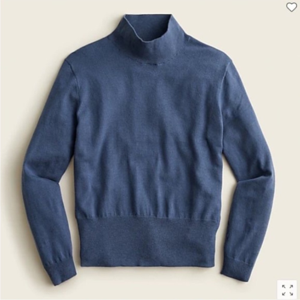 NWT J Crew Mockneck Silk-blend Sweater with Ribbed Trim L Large in Soft Blue